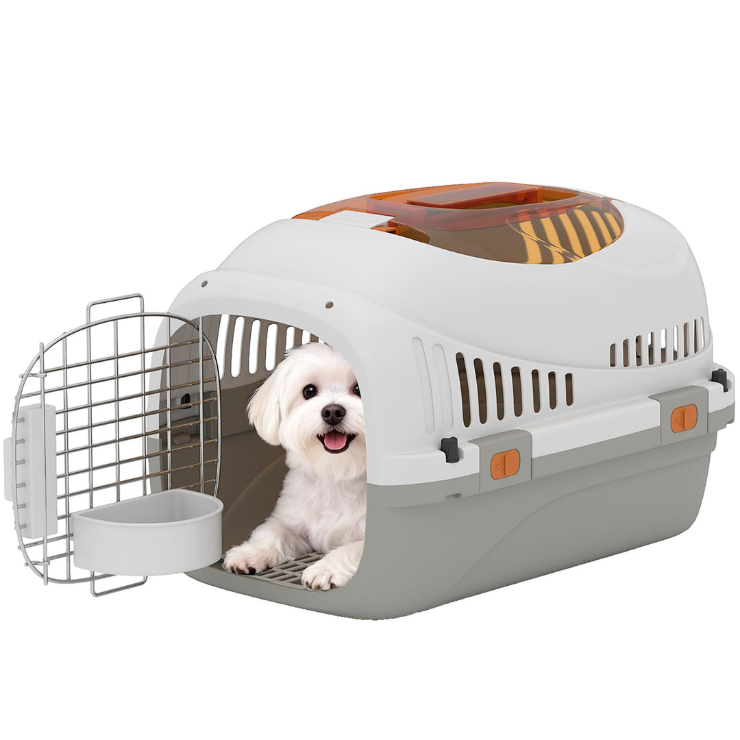 PawHut Transportbox Hundetransportbox für Katze Miniaturhunde bis 4kg 49x32x31cm Hundebox mit Dachöf