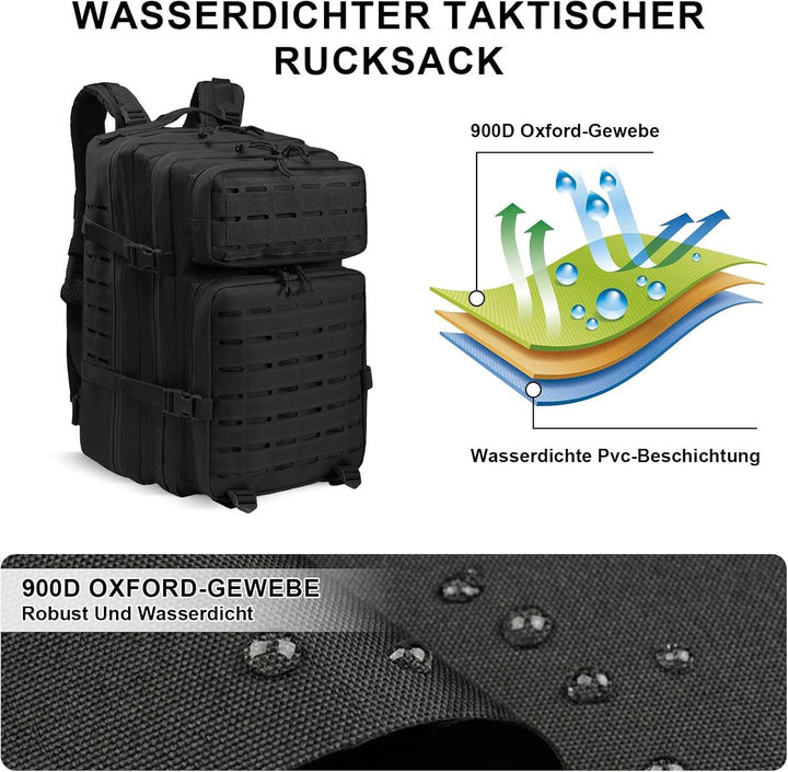 SHANNA Trekkingrucksack, Wanderrucksäcke Militärrucksack 45L Armee Rucksack MOLLE Assault Pack Takti