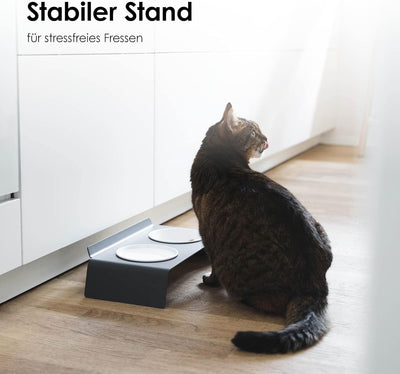 LucyBalu® Erhöhte Doppel-Futterstation Katze | Ergonomischer Katzennapf erhöht | Erhöhter Futternapf