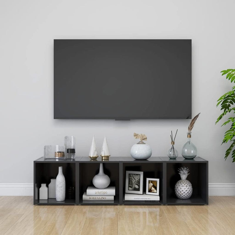 homiuse TV-Schränke 4 STK. Grau 37x35x37 cm Holzwerkstoff TV-Lowboard Fernsehtisch TV Board Fernsehs