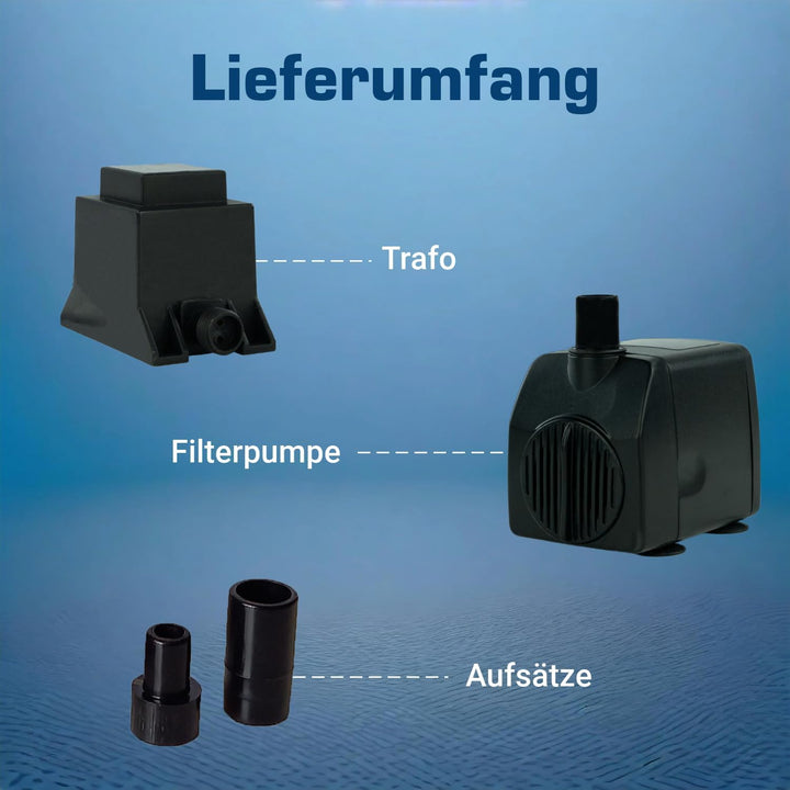 Kerry Pumpe Zimmerbrunnenpumpe Teichpumpe Wasserspielpumpe bis zu 750 l/h, 11W
