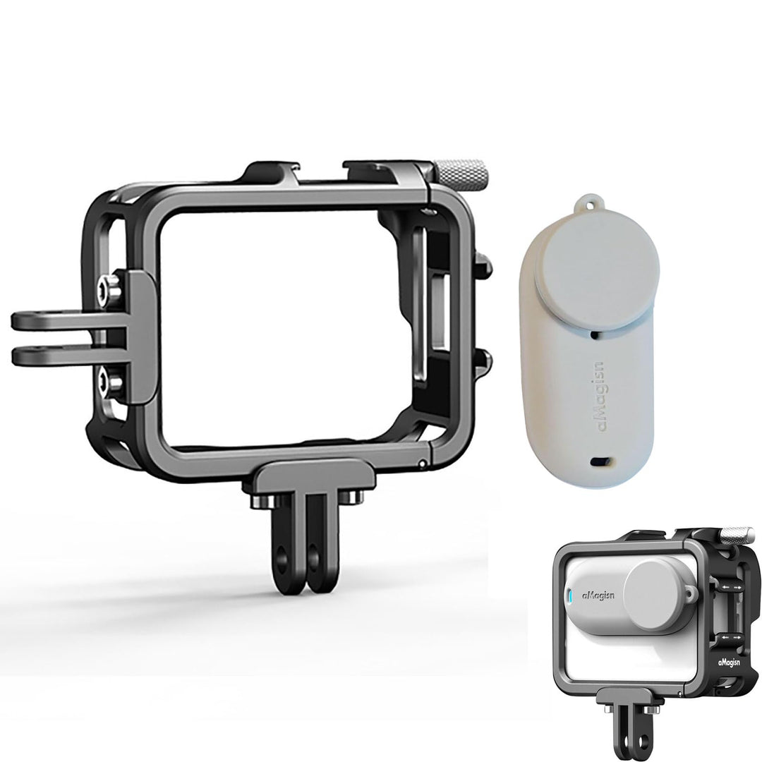 LICHIFIT Aluminium-Legierung Rahmen Käfig + Kamera Silikon Abdeckung für Insta360 GO 3 Action Pod Sc