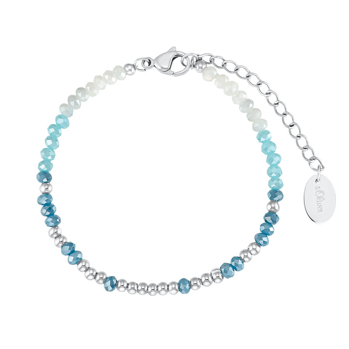 s.Oliver Armband Edelstahl Damen Armschmuck, mit Glasperle, 16+4 cm, Blau, Kommt in Schmuck Geschenk