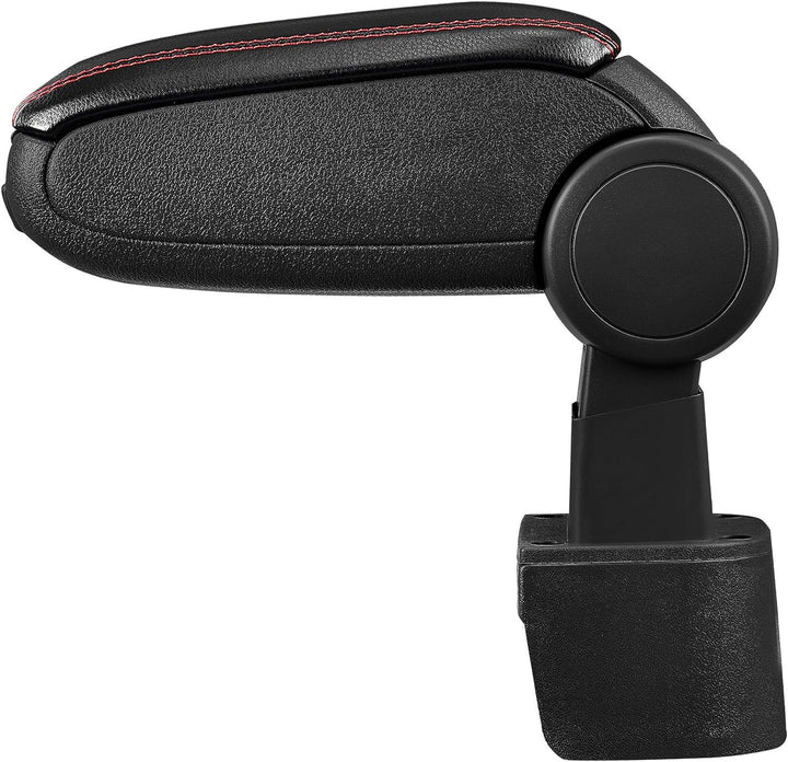 Mittelarmlehne Armauflage mit Staufach gepolstert schwarz Kunst Leder mit roten Nähten