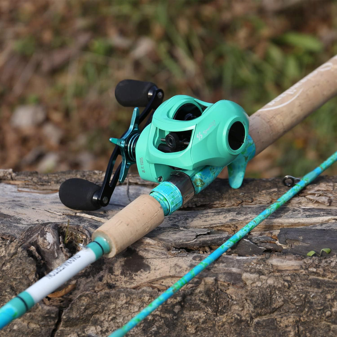 Sougayilang Angelruten- und Rollen-Kombination, 2-teilig, 1,5 m, Graphit- und Fiberglasrute, langleb