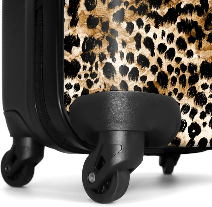 NoBoringSuitcases.com® Grosser Koffer - Leopardenmuster - Braun - Tiermuster - Tiere - Design - Komb