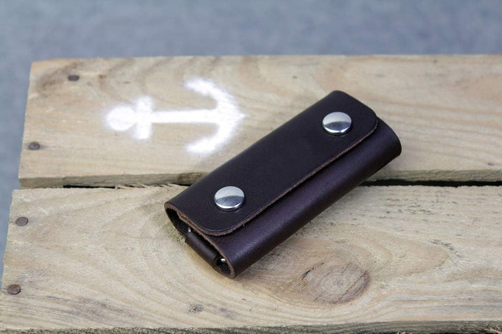 Schlüsseletui, Schlüsselorganizer aus Naturleder für bis zu 8 Schlüssel Handmade in Germany Dunkelbr