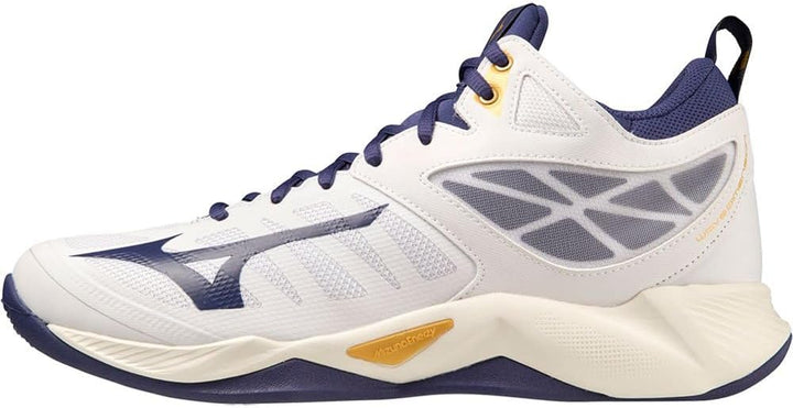 Mizuno Unisex Wave Dimension Mid Tischtennis 40 EU Weiss Blueribbon Mp Gold, 40 EU Wei&#xDF; Bluerib