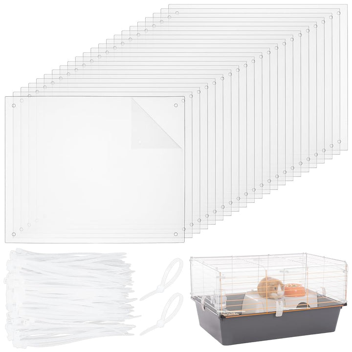 BENECREAT 24 Packung Haustierkäfigschutzliner Set, 260x210mm Klarer Käfigrandschutz Urin Schutz für