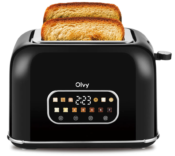 Toaster Olvy 900W – 7 Bräunungsstufen, LCD-Display mit Timer, Extra breite Schlitze, Auftau- und Auf