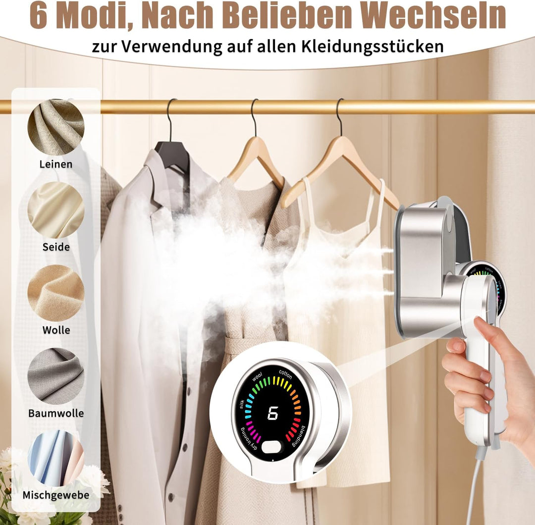 Reise Dampfglätter Reisebügeleisen 1200W, 2-in-1 Handbügeleisen & Steamer, 5S Schnellaufheizung, 25g