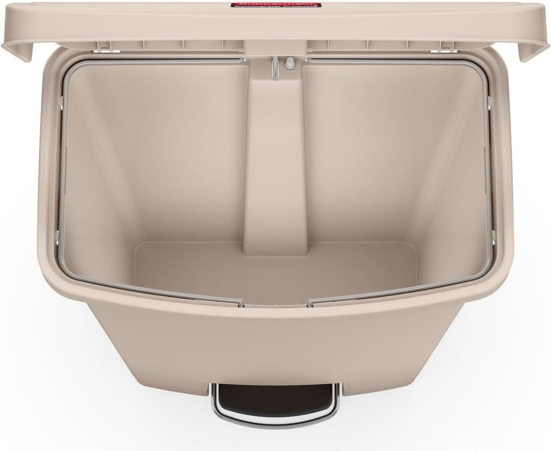Rubbermaid Commercial Products Slim Jim 1883460 68 Litre Front Step Step-On Resin Wastebasket - Beig
