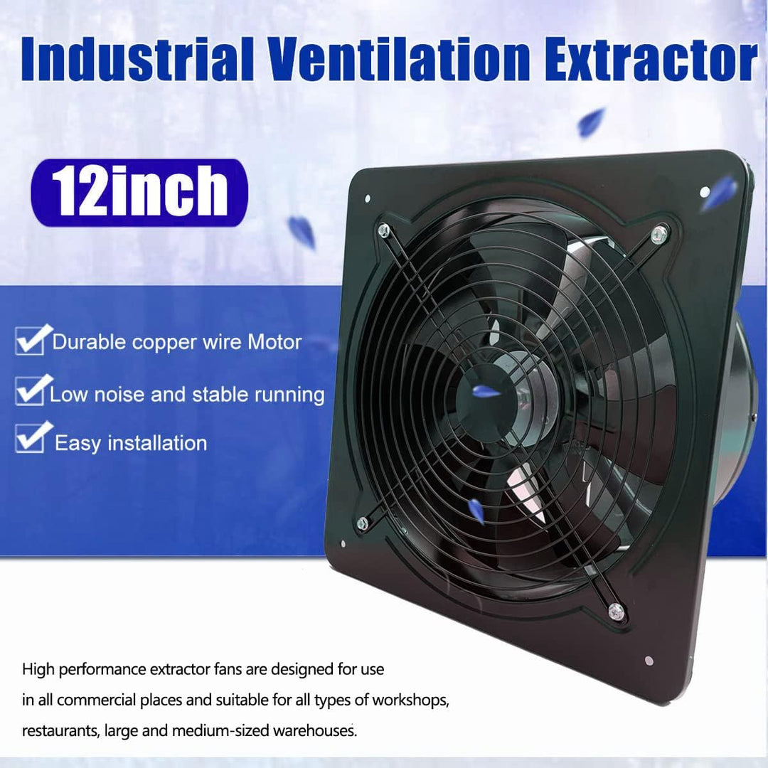 ECUTEE 120W 12 Axiallüfter 2650 m³/h Abluftventilator 300mm Axialventilator Küchenabluftventilator I