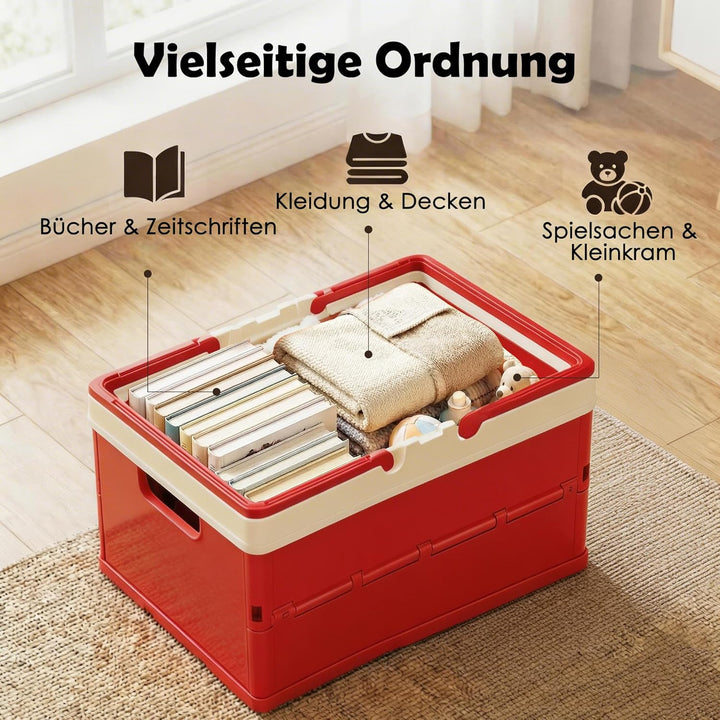 Aufbewahrungsbox Kinder, Spielzeugkiste mit Deckel, Klappbox 34,6 x 24,4 x 18,5 cm -Stabiler Aufbewa