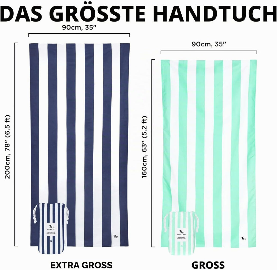 Dock &amp; Bay Strandhandtuch - Schnell trocknende Mikrofaser, ohne Sand - Kompakt, Leicht - 100% recyce