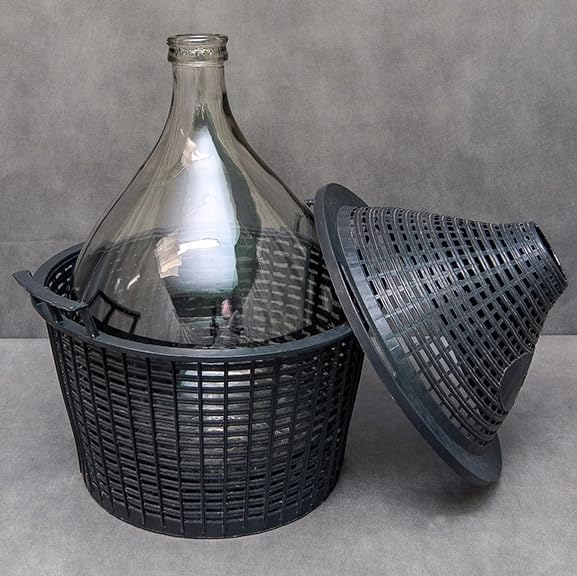 lilawelt24 Glasgärballon mit Kunststoffkorb + Gärröhrchen aus Glas + Gummistopfen Weinballon Gallone