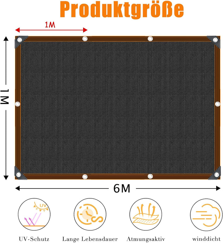 Schattennetz mit Ösen, Leicht Atmungsaktiv Schattennetz Garten, 80% Shading Rate UV-Beständiges, Sch