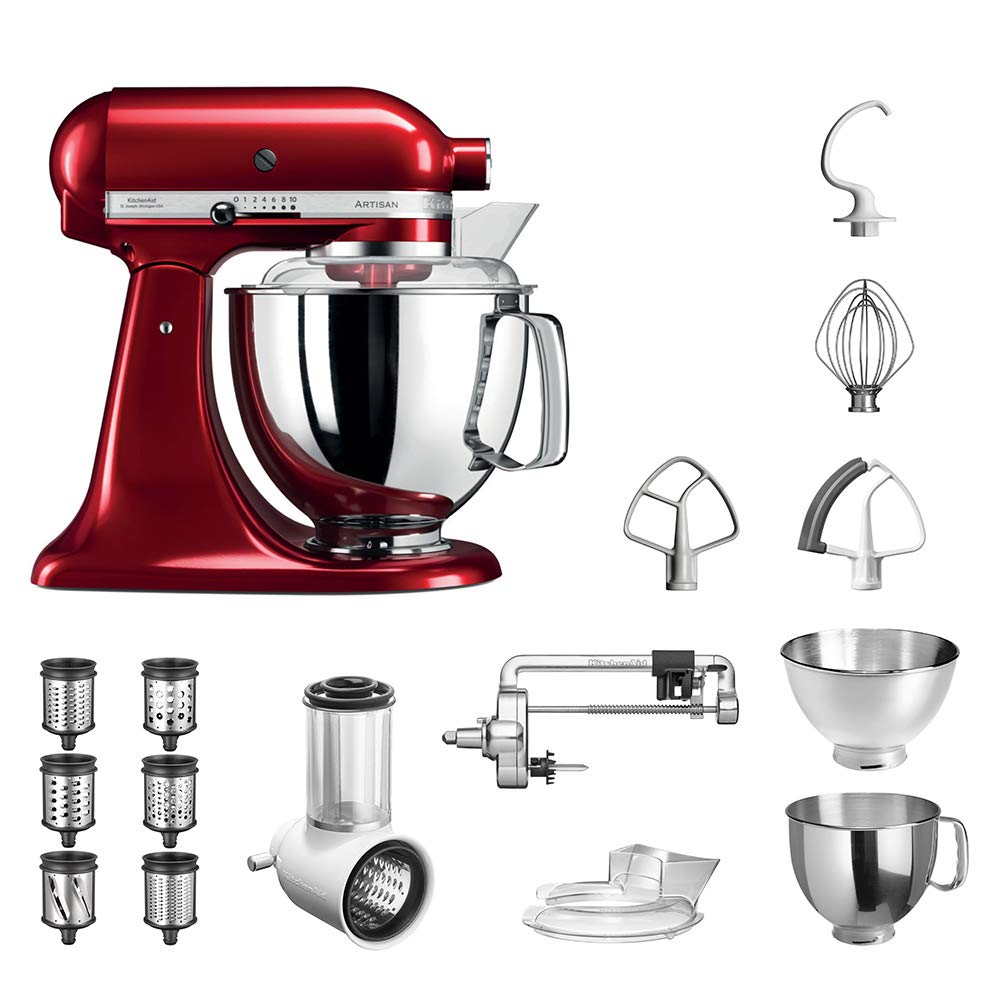 KitchenAid Küchenmaschine Artisan, 5KSM175PS, Veggie Paket inkl. TOP Zubehör: Gemüseschneider inkl.