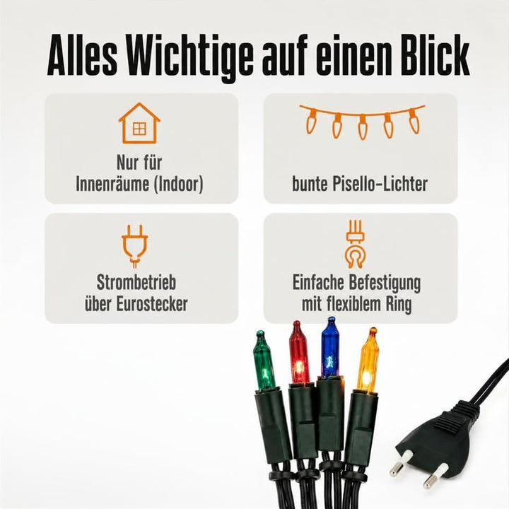 hellum Lichterkette innen mit 50 LED, mini Lichterkette bunte Lichter beleuchtete 7,35m, Lichterkett