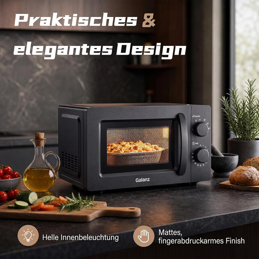 Galanz Retro Mikrowelle 0,7L Studenten - Kompakte 700W Mikrowelle Spar 8–12€/Monat fur Studentenwohn