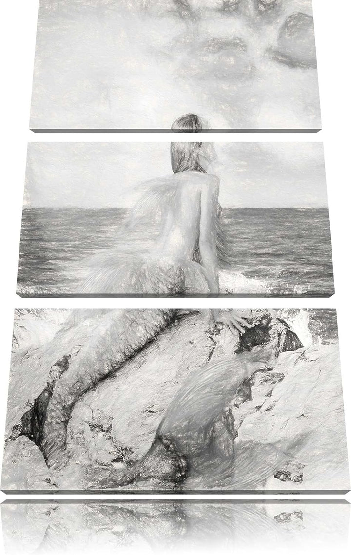 Pixxprint Traumhafte Meerjungfrau als Leinwandbild/Grösse: 3 Teilig (120x80) cm/Wandbild/Kunstdruck/