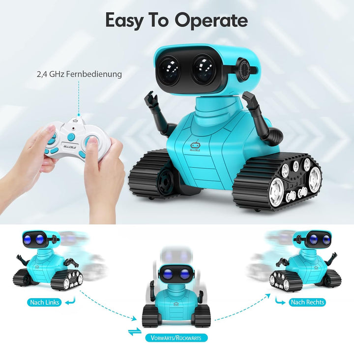 ALLCELE Roboter Kinder Spielzeug, Wiederaufladbares Ferngesteuertes Roboter Spielzeug mit LED-Augen