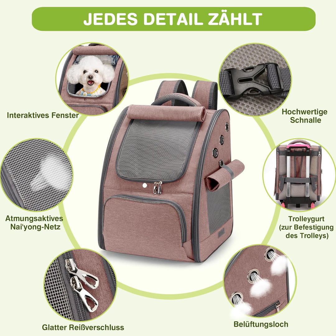 ALLSOPETS Katzenrucksack, Faltbarer Atmungsaktiver Hunderucksack mit Sonnenschutz für Klein Hunde un