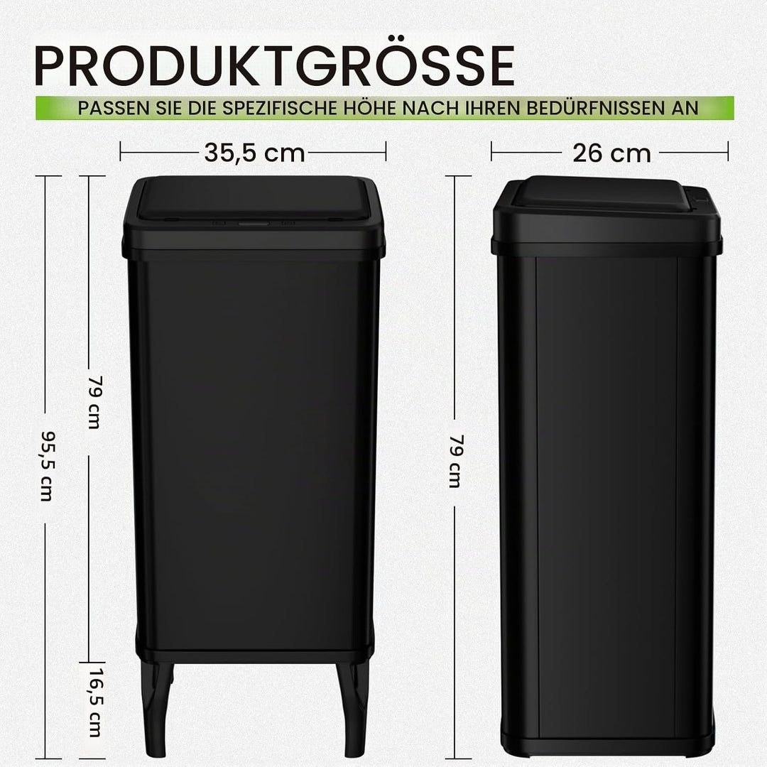 Gardtech 60 Liter Mülleimer Küche mit Sensor - Abfalleimer mit Bewegungssensor - Klemmring für Müllb