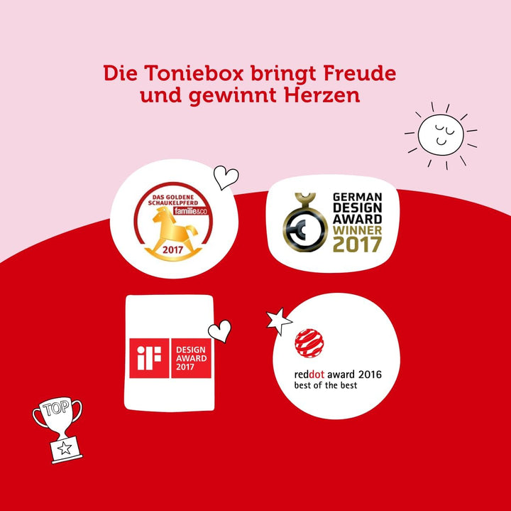 Toniebox Extrapack – Toniebox Starterset Rot + 4X Peppa Pig Hörfiguren, Audioplayer für Hörbücher un