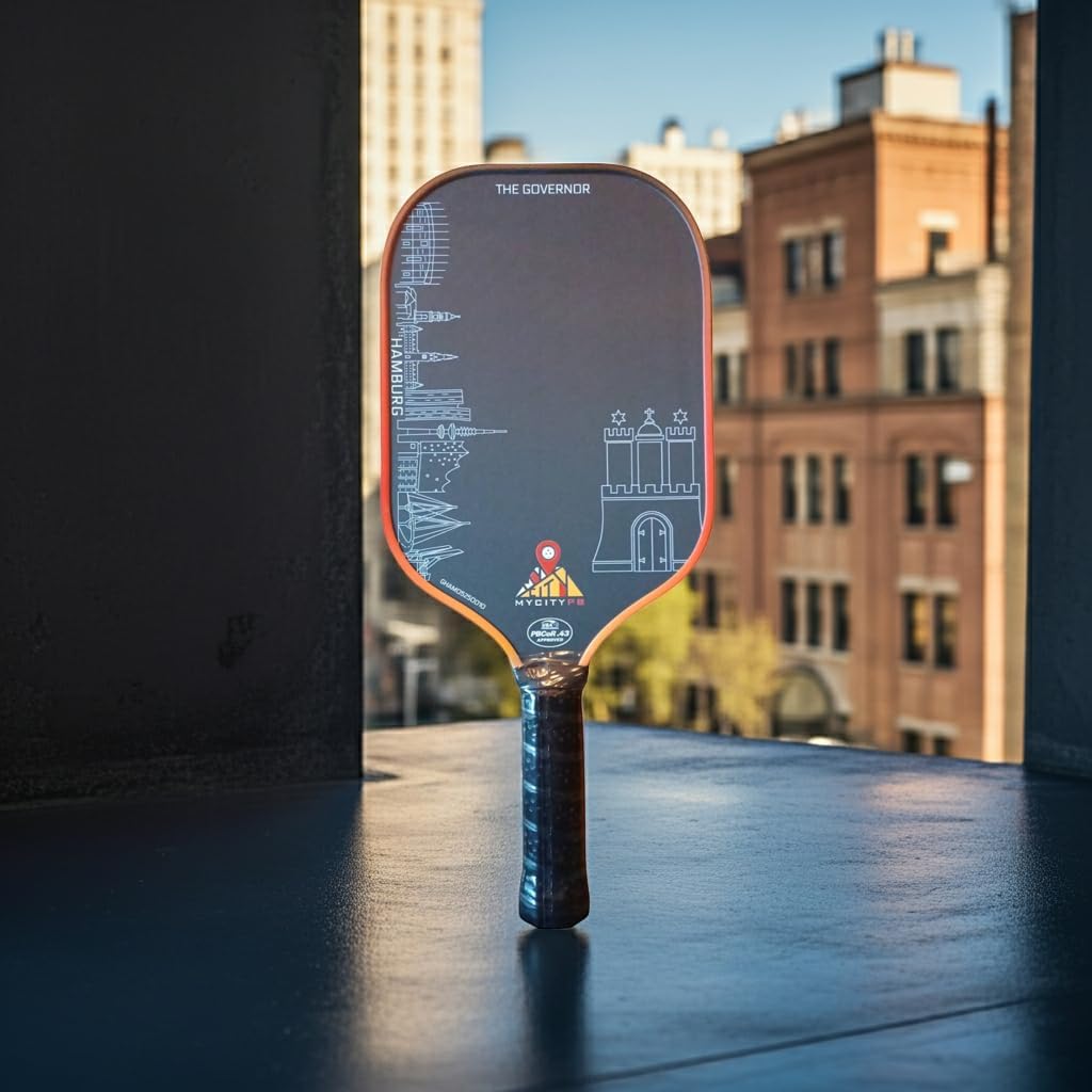Pickleball Schläger The Governor Hamburg, USAP Zertifiziert, 42x18cm, 14cm Griff, Rohkohlefaser + Fi