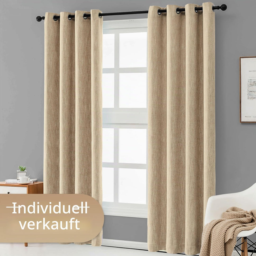 Melodieux Vorhänge Verdunkelung Gardinen Blickdicht Leinenoptik für Wohnzimmer kinderzimmer Schlafzi