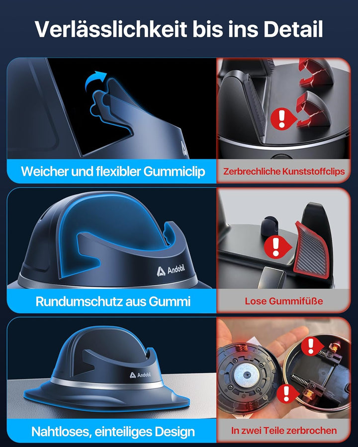 andobil Handyhalterung Auto Handyhalterung [ 2025 Einfach zu Benutzen ] Handy Halterung Auto Armatur