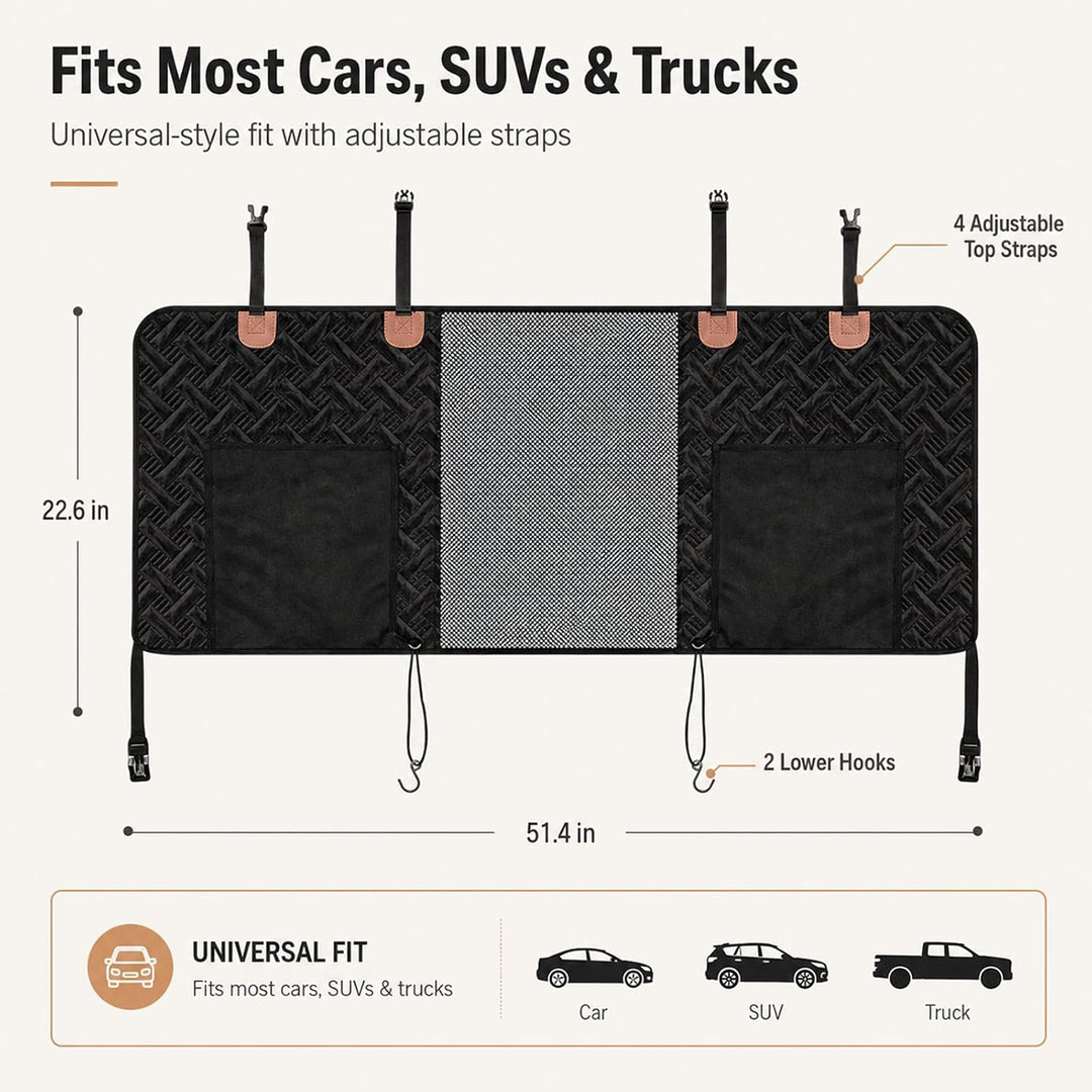 Hunde Auto Barriere, Hunde Netz für Auto Divider, Haustier Barriere mit 2 Mesh Organizer, Universal