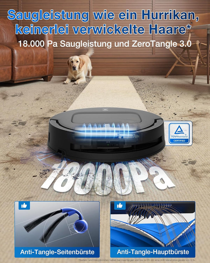 ECOVACS DEEBOT T80 Omni Saugroboter mit Wischfunktion, 18.000 Pa, OZMO Roller Wischwalze mit kontinu