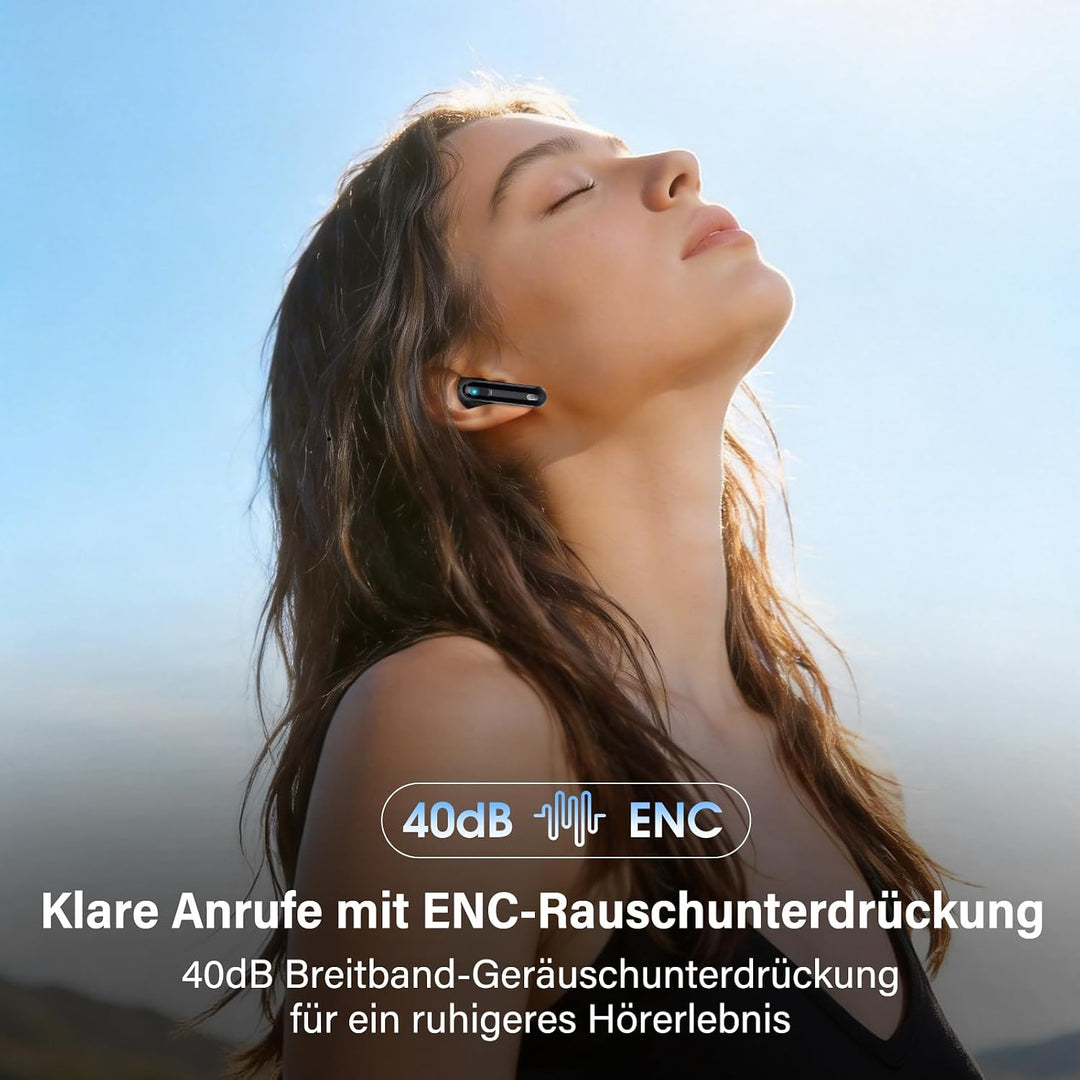 Bluetooth Kopfhörer in Ear Kopfhörer Kabellos Bluetooth 5.4, Schwarz | Hi-Fi Stereoklang, ENC Noise