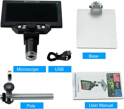 7 Zoll LCD Digital USB Mikroskop mit 32G TF Karte, Koolertron 12MP 1-1200X Vergrösserung Handkamera