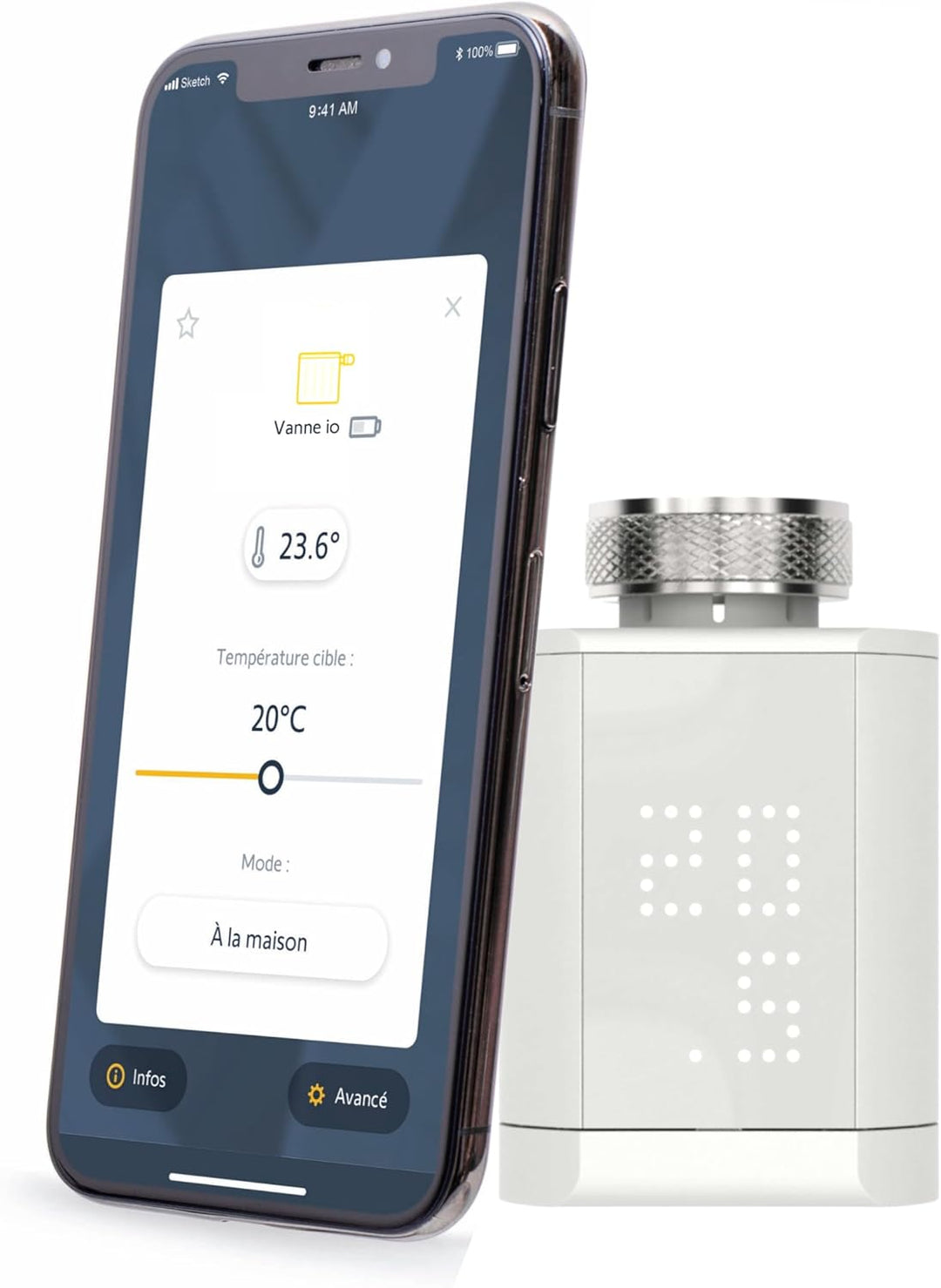Somfy 1870508 - Conected Thermostatventil io | Zur Regelung der Temperatur von Warmwasserheizkörpern