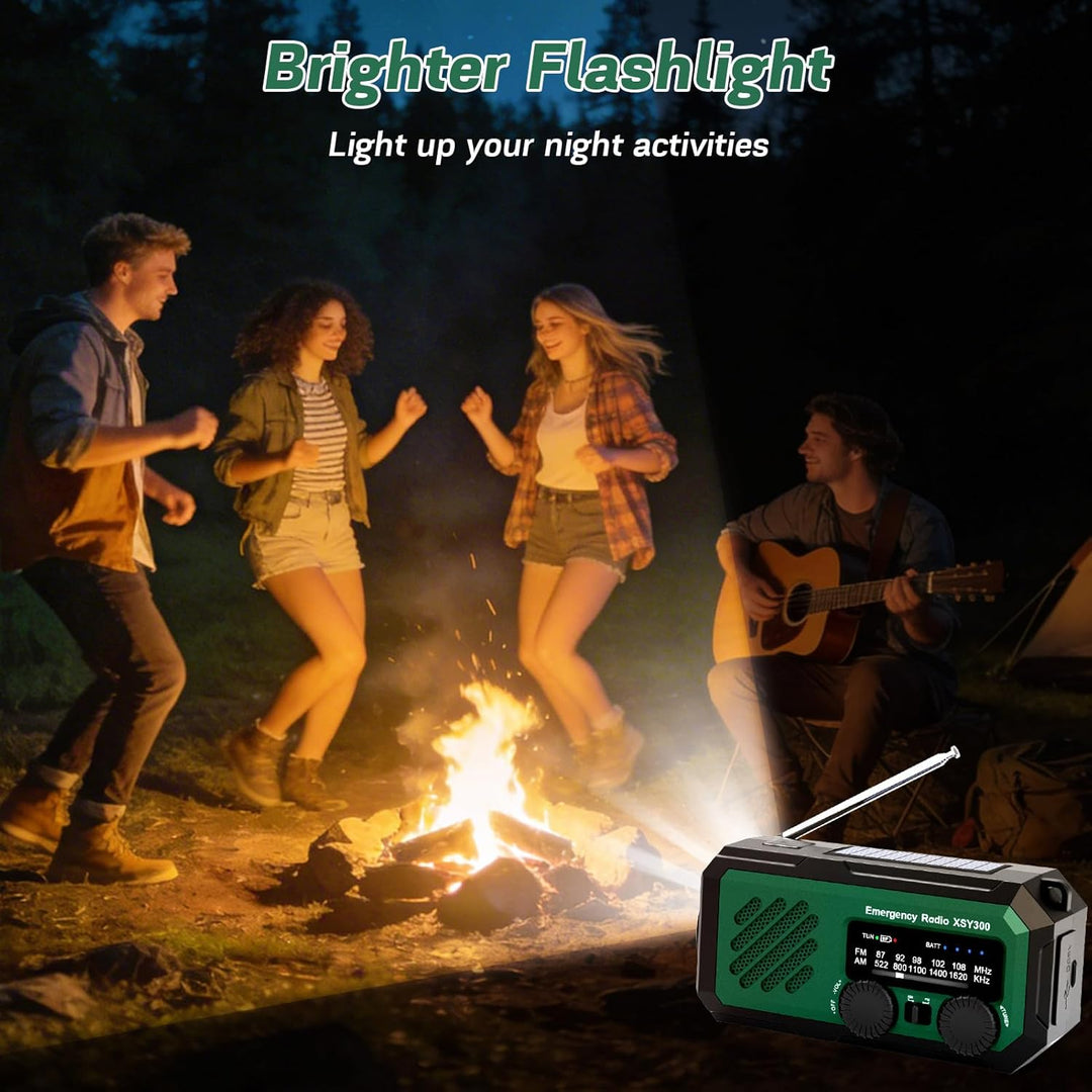 YIKANWEN Tragbares Notfall-Kurbelradio, 2000mAh Wiederaufladbare Batterie, AM/FM Radio mit LED-Tasch