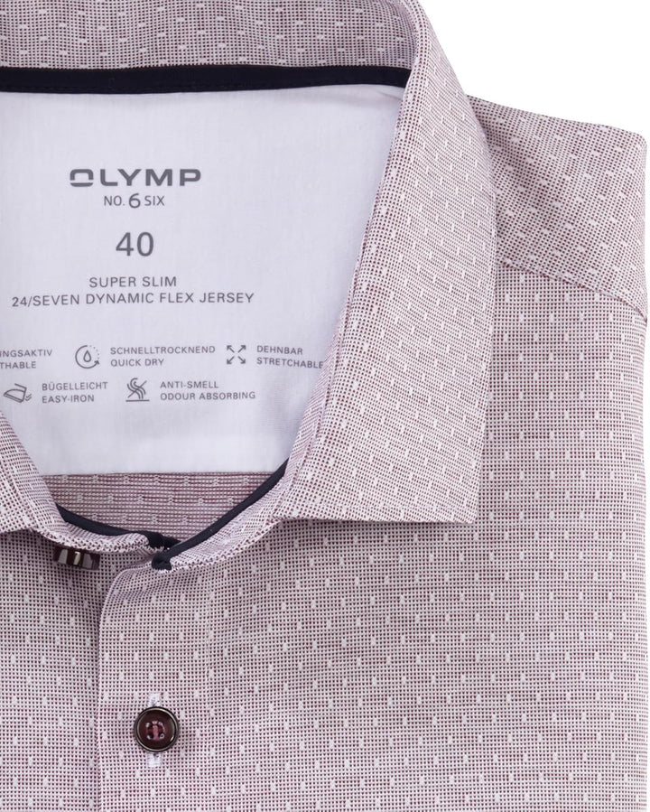OLYMP Herren Oberhemd Langarm No.Six.24.Seven,Twill,super Slim,Modern Kent 43 Dunkelrot 39, 43 Dunke