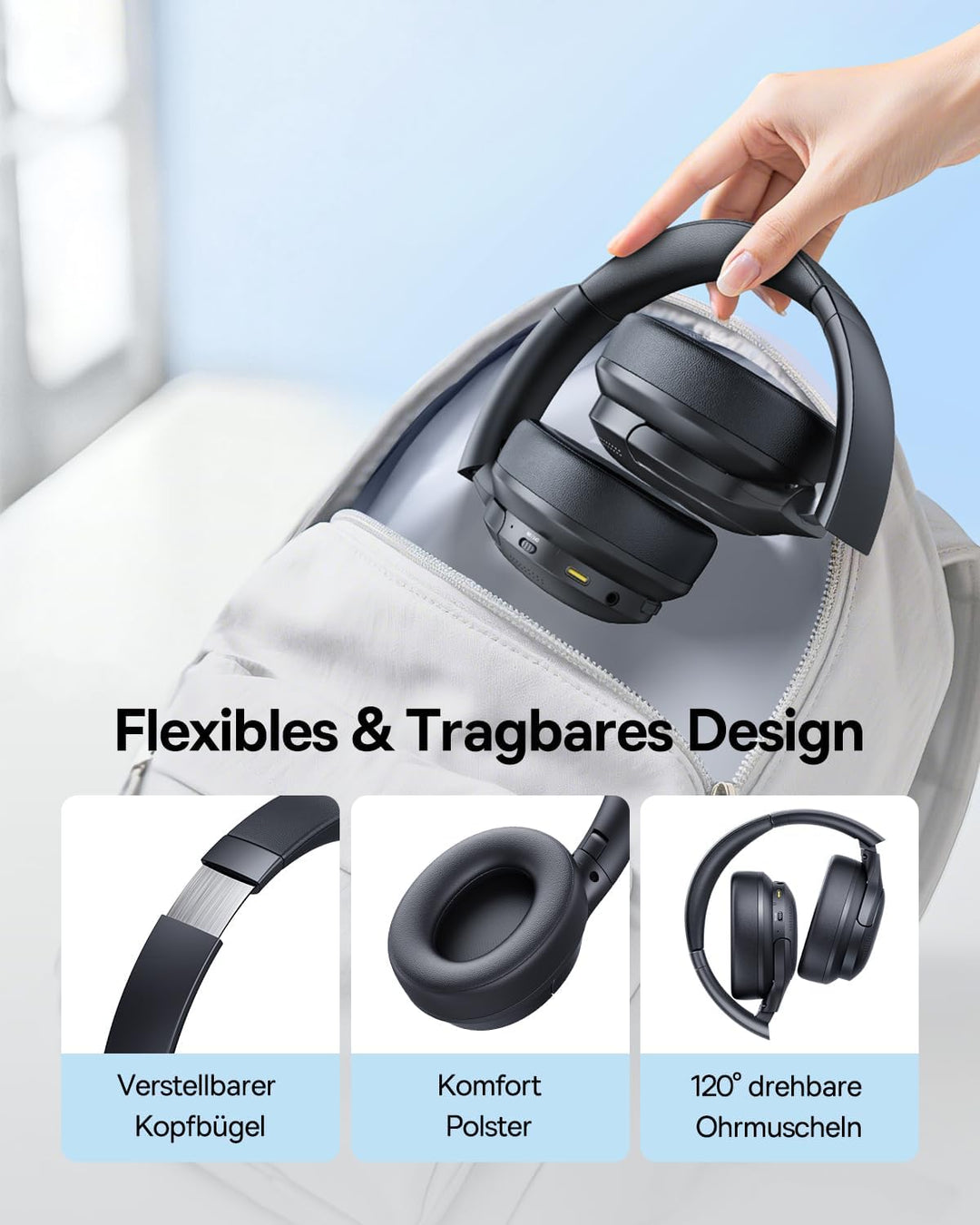 Baseus BH1 Lite Bluetooth Kopfhörer, Leichter & Komfort Kabellose Headphones mit Kristallklarer Klan