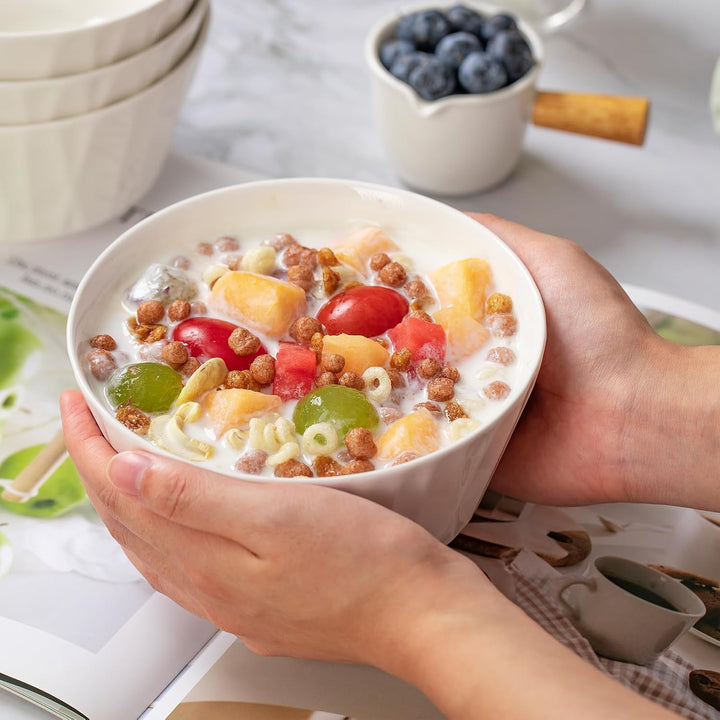 Müslischalen, 4 Stück Müsli Schale Keramik, 700ml Dessertschale, Salatschale für Haferflocken, Suppe