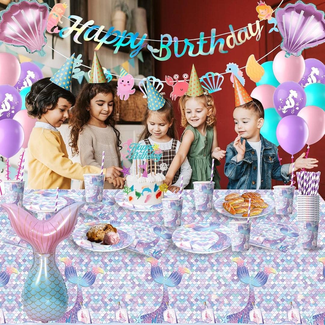 Meerjungfrau Geburtstag Deko, Meerjungfrau Partygeschirr Set, Meerjungfrau Kindergeburtstag Deko, Ge