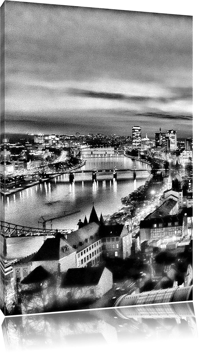 Pixxprint Monocrome, Frankfurt Skyline, Format: 100x70 auf Leinwand, 100x70