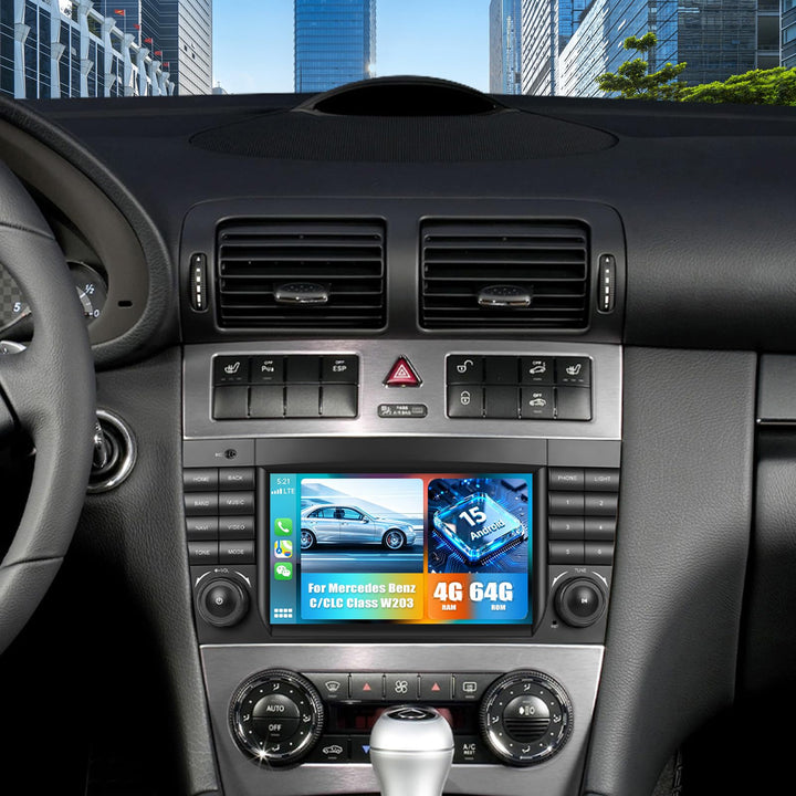 CAMECHO 8-Kern 4+64G Android 15 Carplay Autoradio für Mercedes Benz C-Klasse/CLS W203, DSP Carplay m