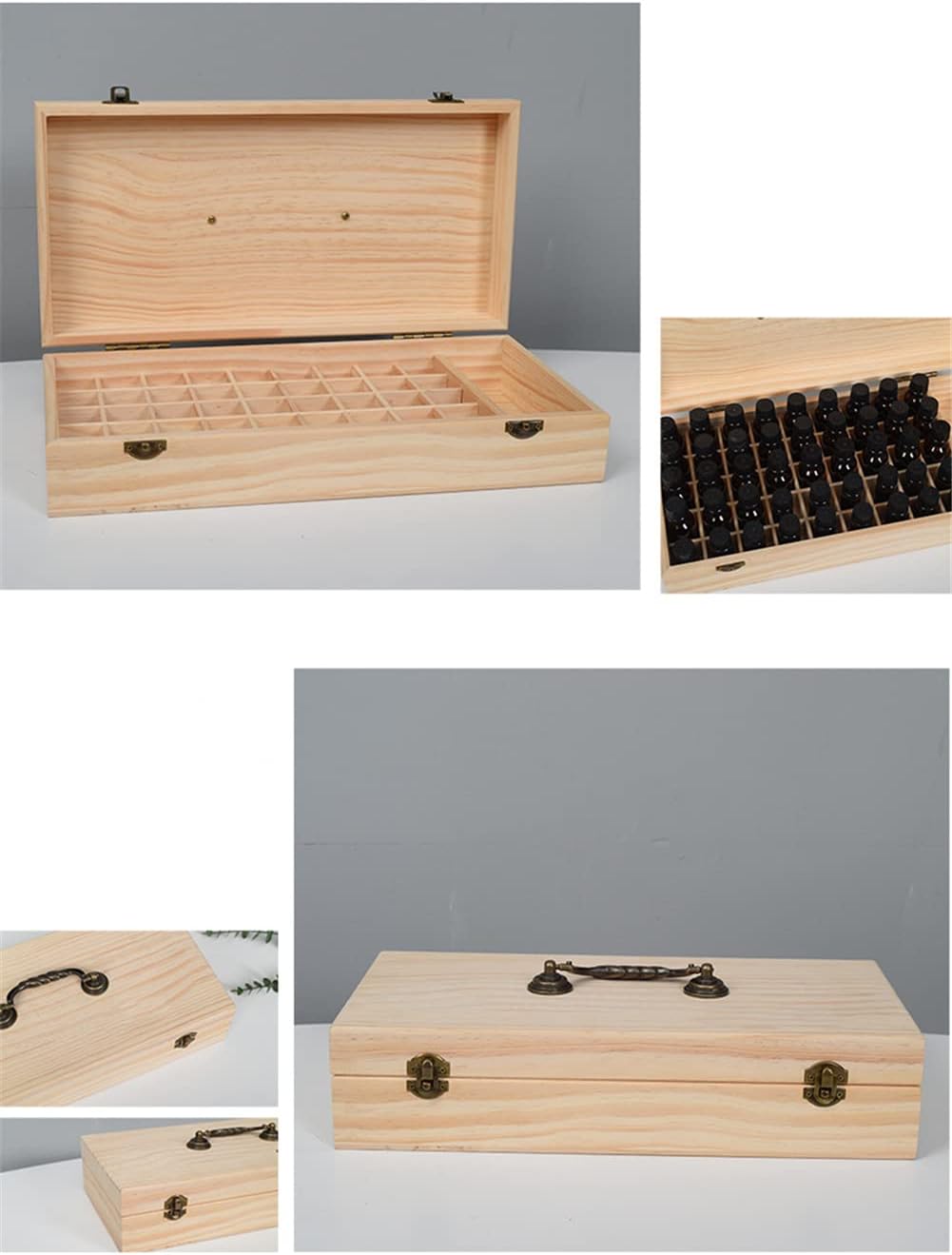 RoseFlower Bambus Ätherisches Öl Organisator Behälter Duftöle Display Ständer, 46 Löcher Aufbewahrun