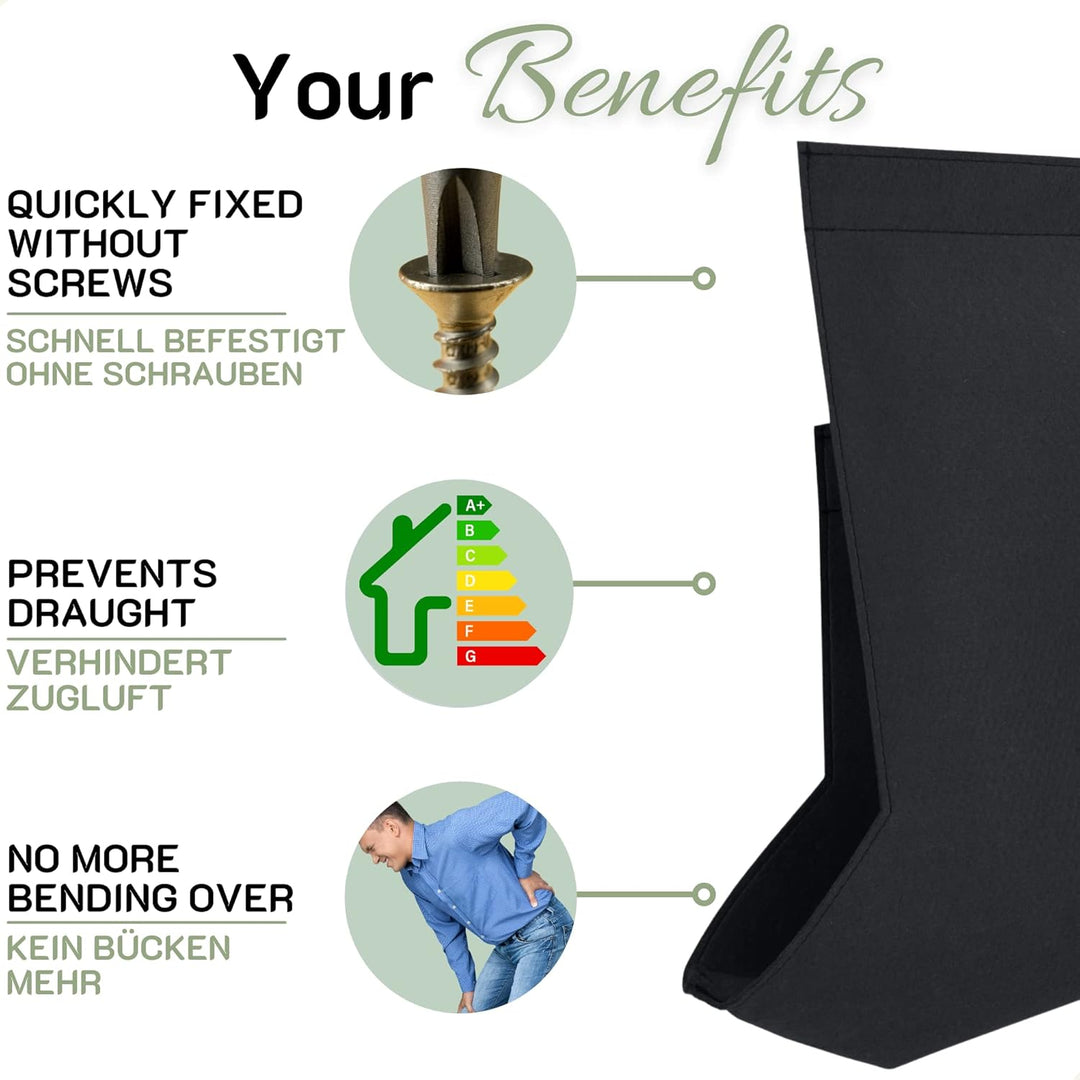 COHOSO® Briefkasten Schwarz mit Zeitungsfach - Klebender Wandbriefkasten ohne Schraube, Postkasten S