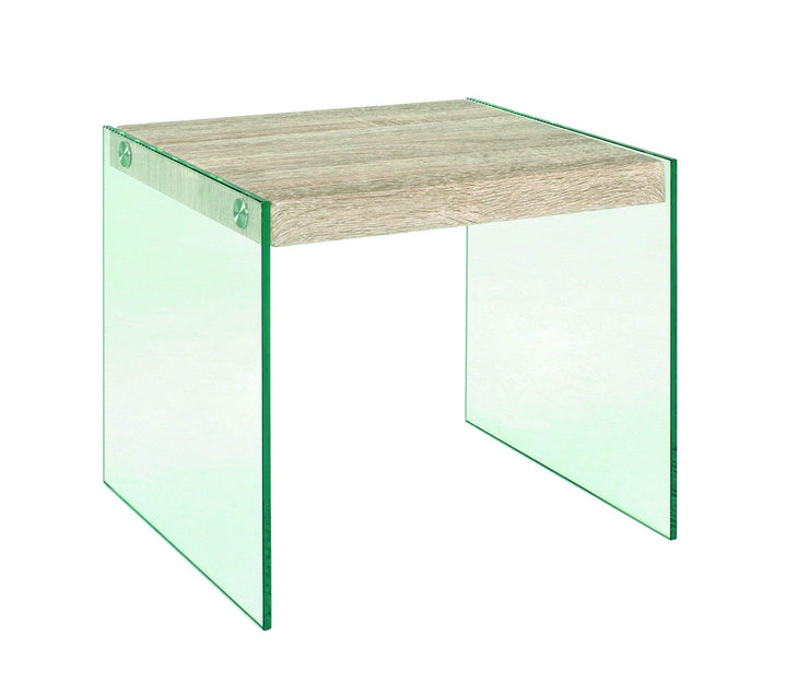 HAKU Möbel Beistelltisch Eiche hell, Metall, Sicherheitsglas 8 mm - Masse: B 40 cm x H 35 cm x T 35