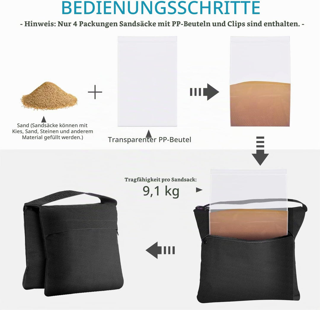 Neewer 4 Pack Fotografie Heavy Duty Sandsäcke Saddlebag Design 4 Gewicht Taschen für Foto Video Stud