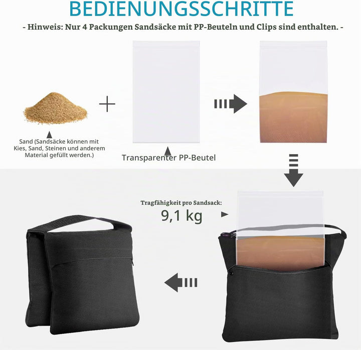 Neewer 4 Pack Fotografie Heavy Duty Sandsäcke Saddlebag Design 4 Gewicht Taschen für Foto Video Stud