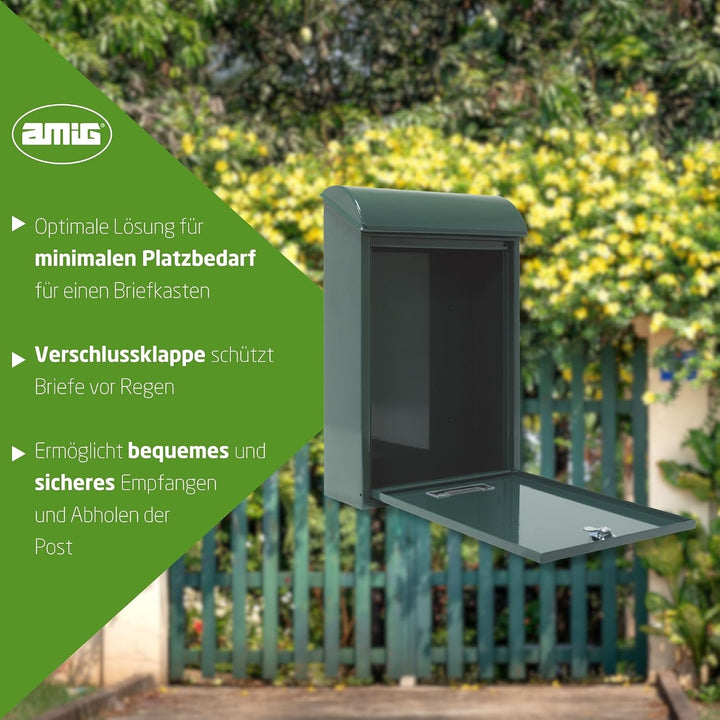 Amig - Aussenbriefkasten, Briefkasten für den Aussenbereich | Briefkasten für Wände, Mauern oder Tür